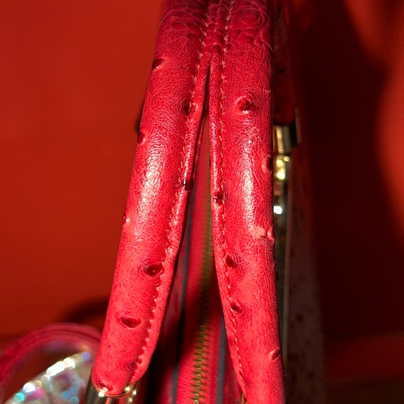 Dasein Elegant Red Ostrich Crossbody/Handbag 14” x 11” x 3.5” NWOT - Picture 8 of 13